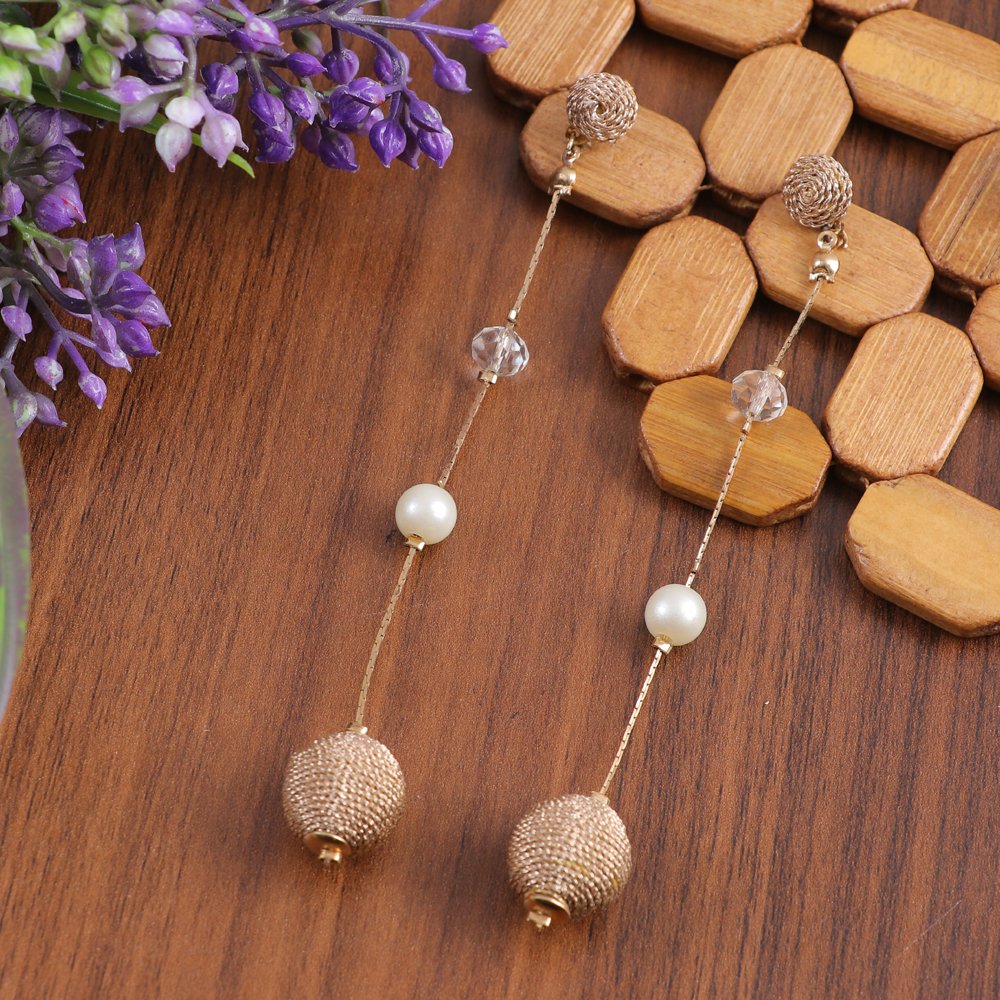 Gold-Plated Contemprorary Long Tassel Earrings image 0