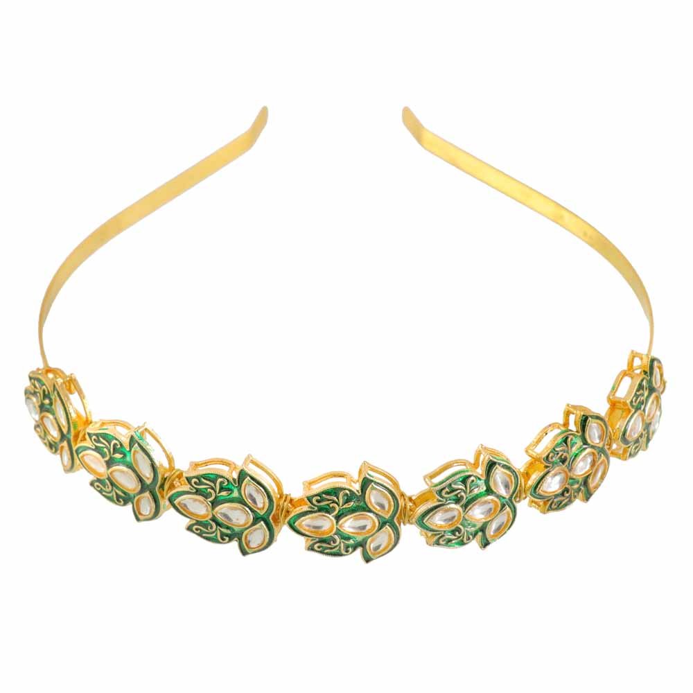 Lotus Gold Kundan Hairband image 2