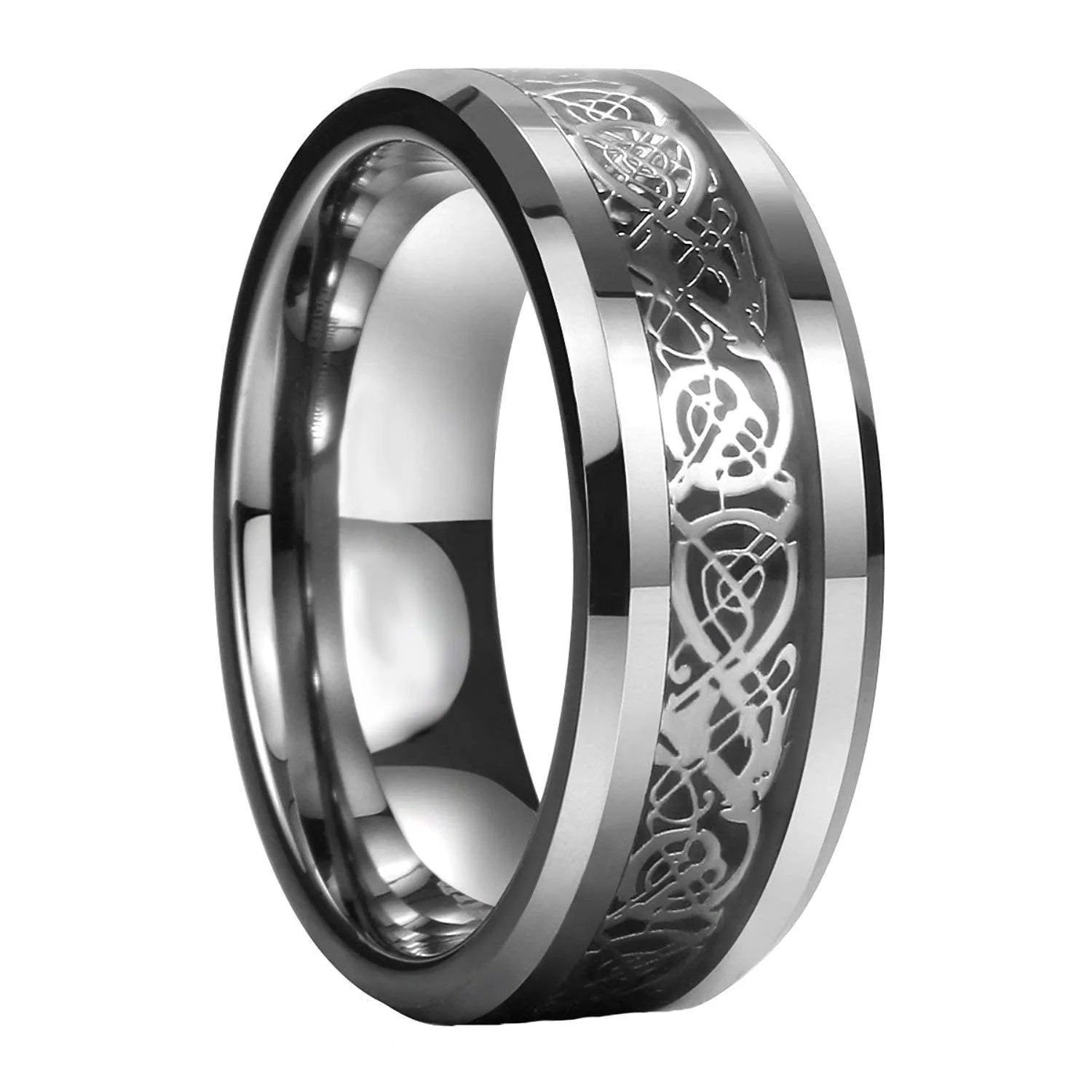 Men's Oxidised Silver Dragon Red Crystal Ring image 2
