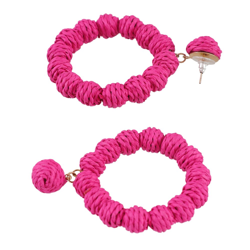 Handcrafted Pink Thread Ball Drop & Dangler Earrings image 1