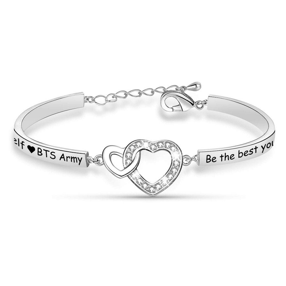 Silver-Plated Dual Heart Bracelet with Crystals image 4
