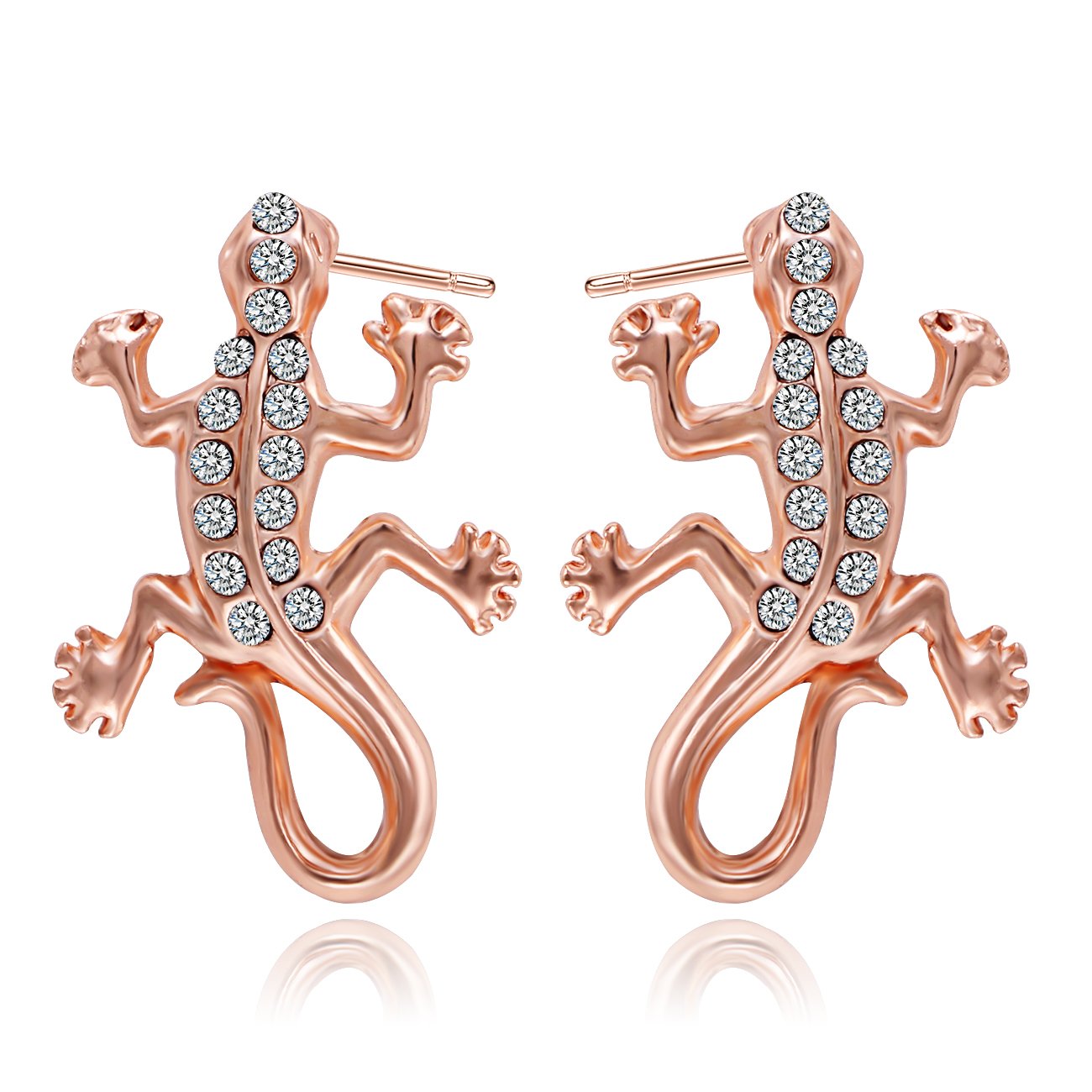 Gold-Plated Crystal Lizard Earrings image 1