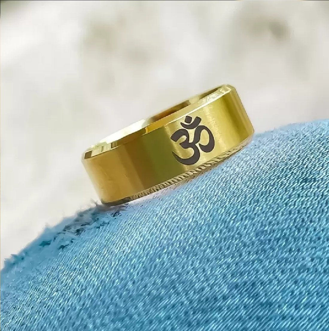 Men's Gold-Plated Rudraksh Mahakal Pendant Necklace & OM Golden Ring Combo Set image 3