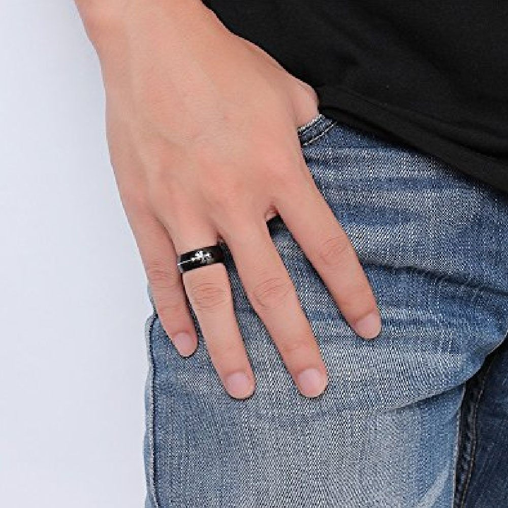 Stylish Silver-Toned Christian Cross Men's Ring image 1