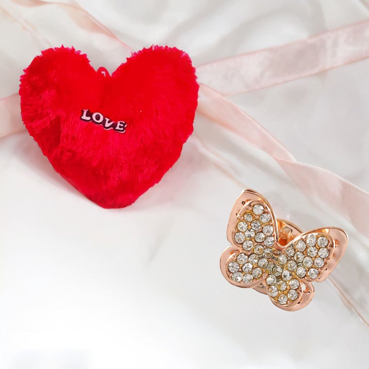 Valentine's Day Combo Set Butterfly Brooch with Heart Pillow image 0