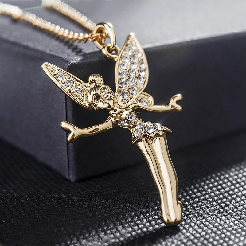 Gold-Tone Angel Girl Pendant Necklace image 1