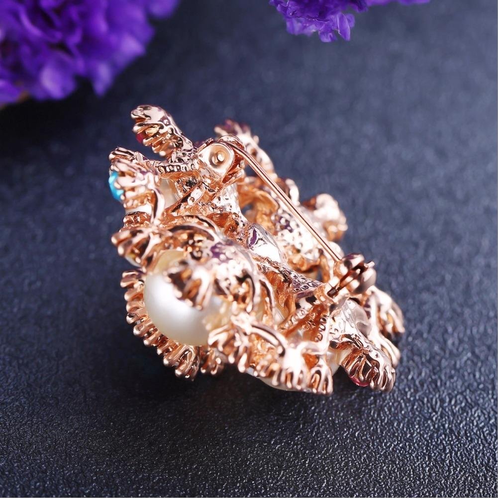 Gold-Plated Pearl/Crystal Brooch Cum Saree Pin image 1