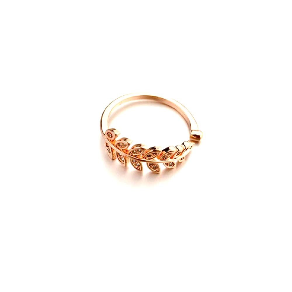 Nature's Embrace Rose Gold Leaf Adorn Women Ring image 4