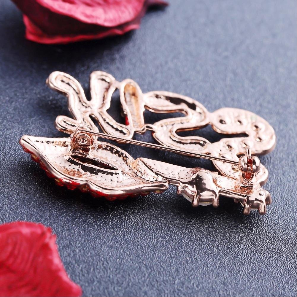 Gold-Plated Kiss Engraved Red Lips Brooch image 2