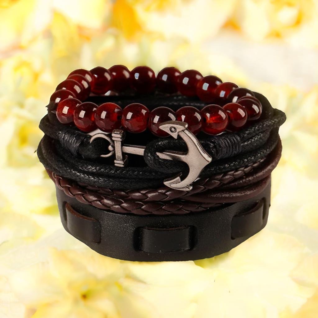 4 Piece Anchor Leather Bracelet image 8