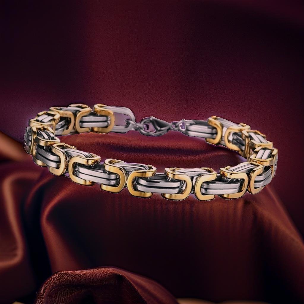 Stylish Dual-Tone Link Chain Bracelet for Men image 4