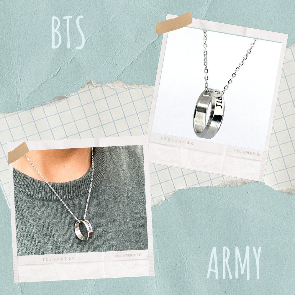 Silver-Plated BTS Kpop Jin Chain Pendant for Men and Women image 2