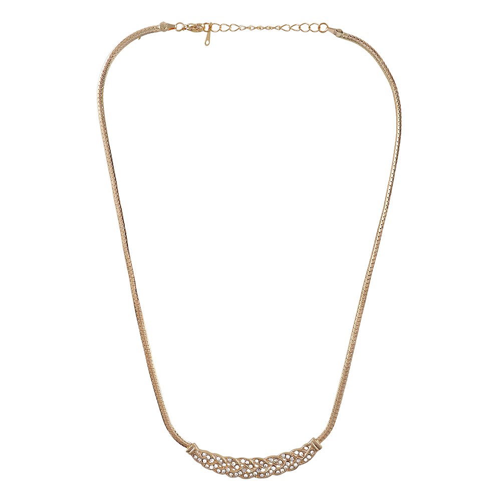 Gold-Plated Contemprorary Crystal Zig-Zag Necklace image 2