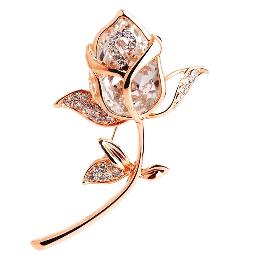Elegant Gold-Plated Crystal Rose Petal Brooch for Men/Women image 4