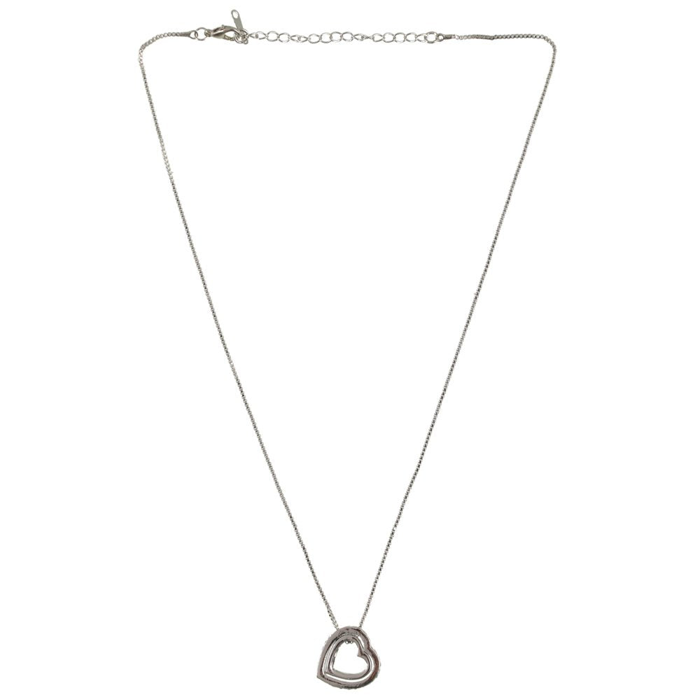 Double Silver-Plated Pink Crystal Heart Pendant Necklace image 2