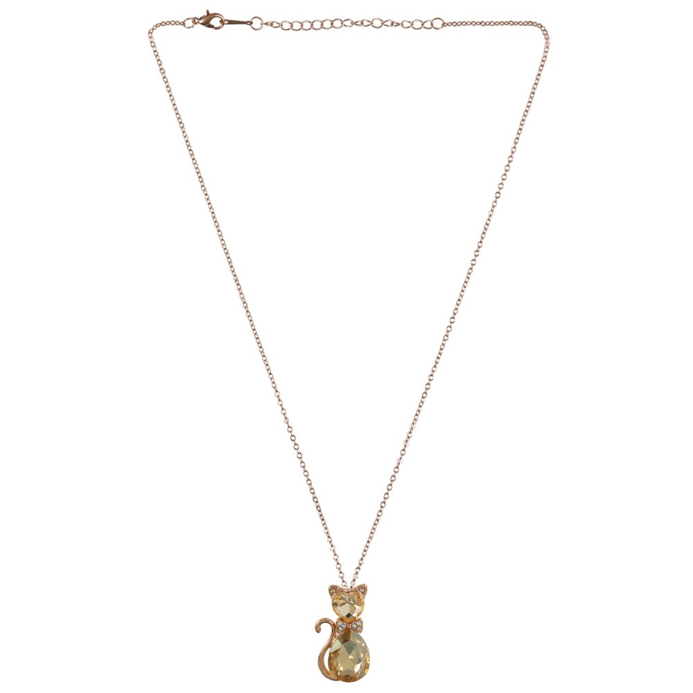 Gold-plated Crystal Cat Pendant Necklace image 3