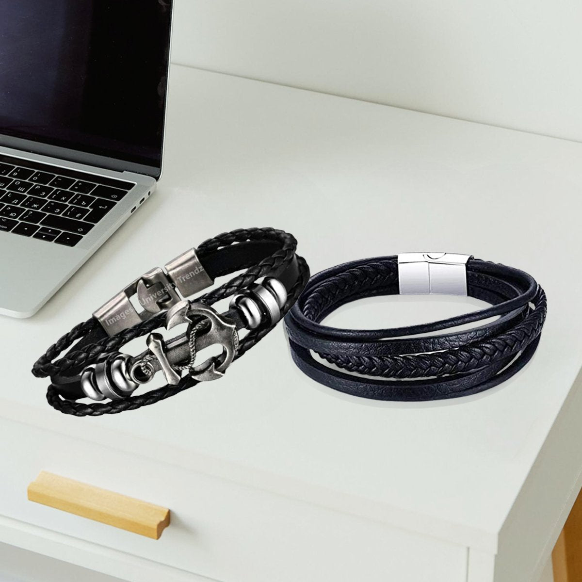 Men's Leather Multistrand Bracelet Combo (Pack of 2) image 0