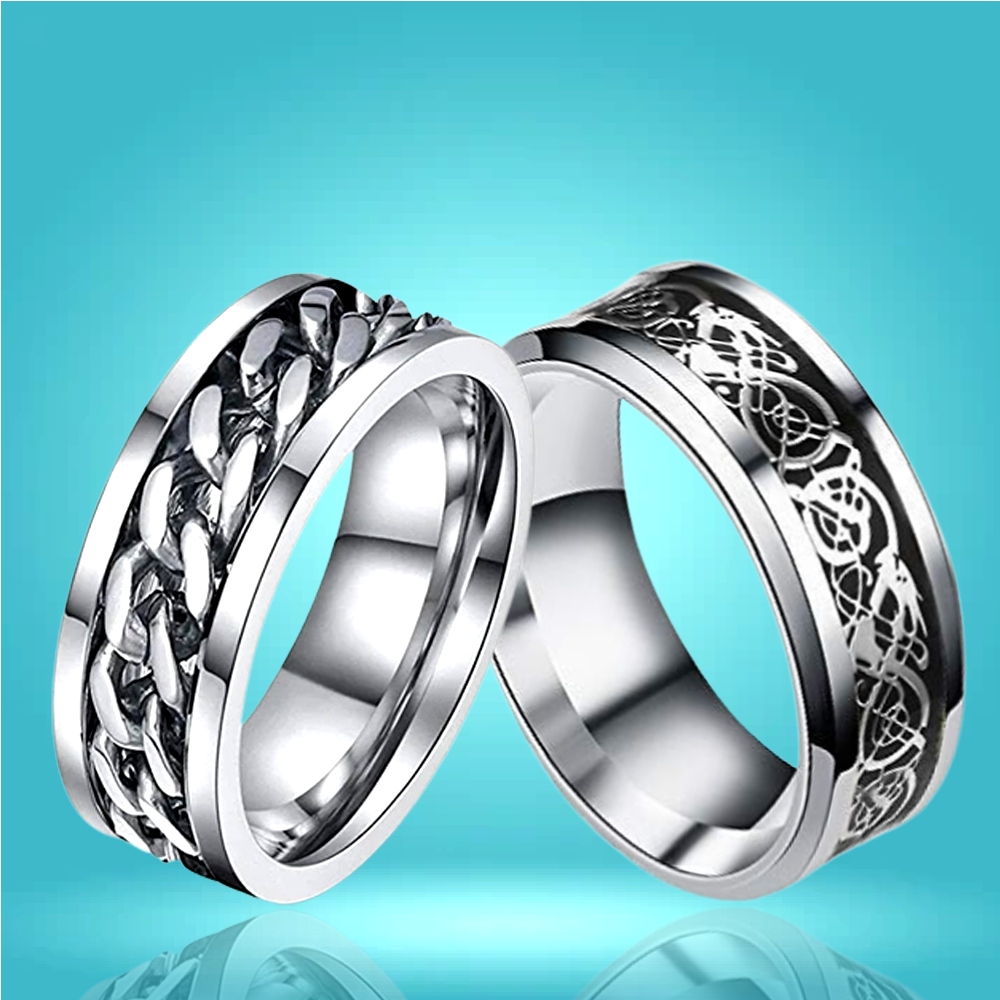 Dragon Spinner Silver Combo Ring image 0