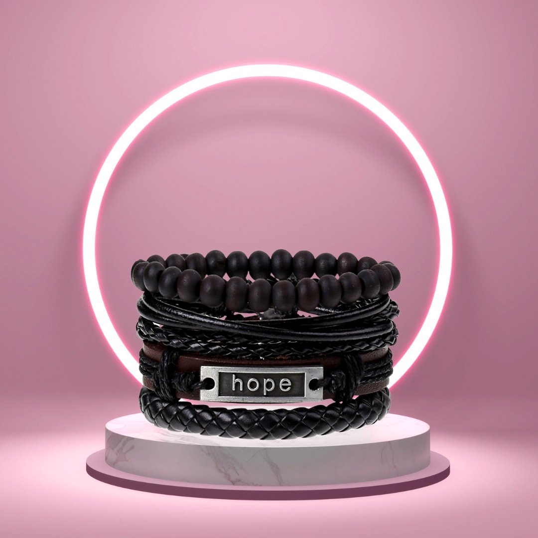 Multi-Layered Hope Leather Stylish Wrist Wrap Bracelet for Men and Women image 3