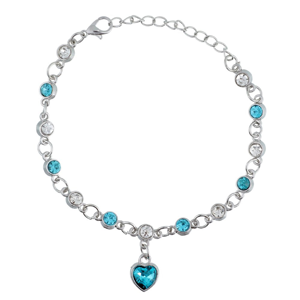 Silver-Plated Blue Crystal Heart Bracelet image 3