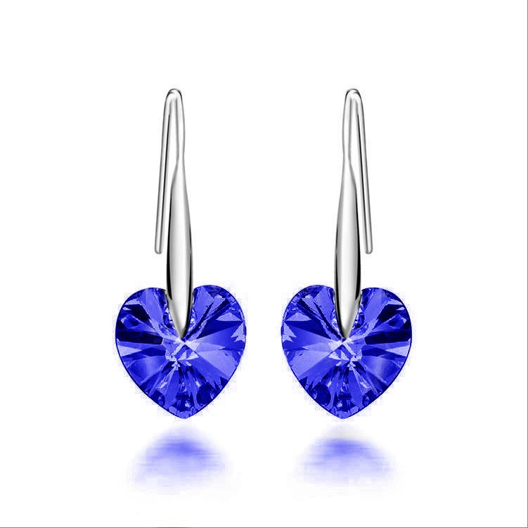 Silver-Plated Royal Blue Crystal Dangler Hook Earrings image 1