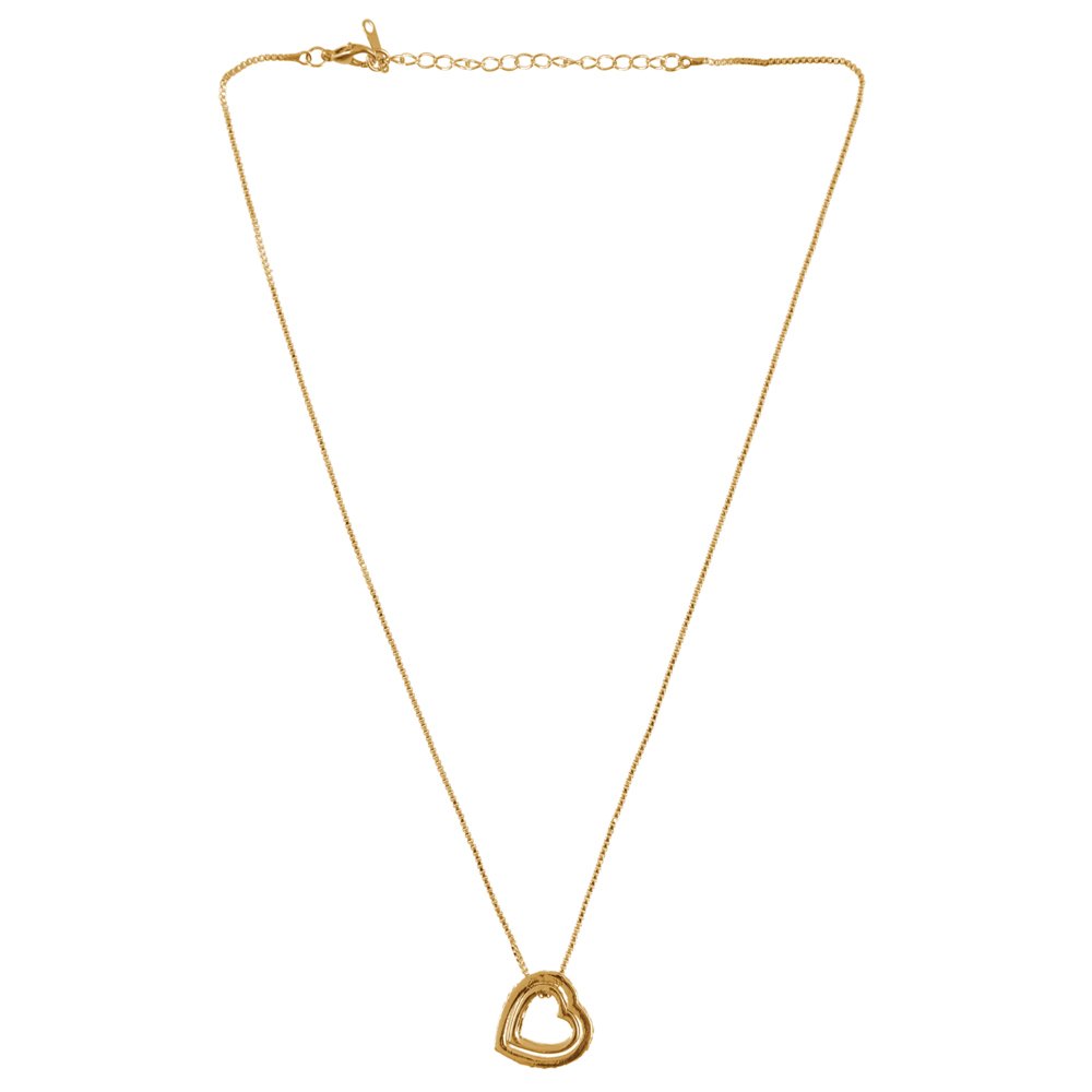 Double Gold-Plated Pink Crystal Heart Pendant Necklace image 3