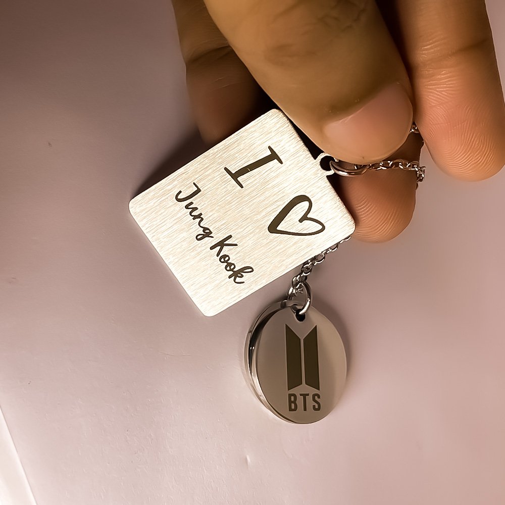 Silver-Plated Junk Kook Engraved Love Pendant Chain Necklace For Men/Women image 1