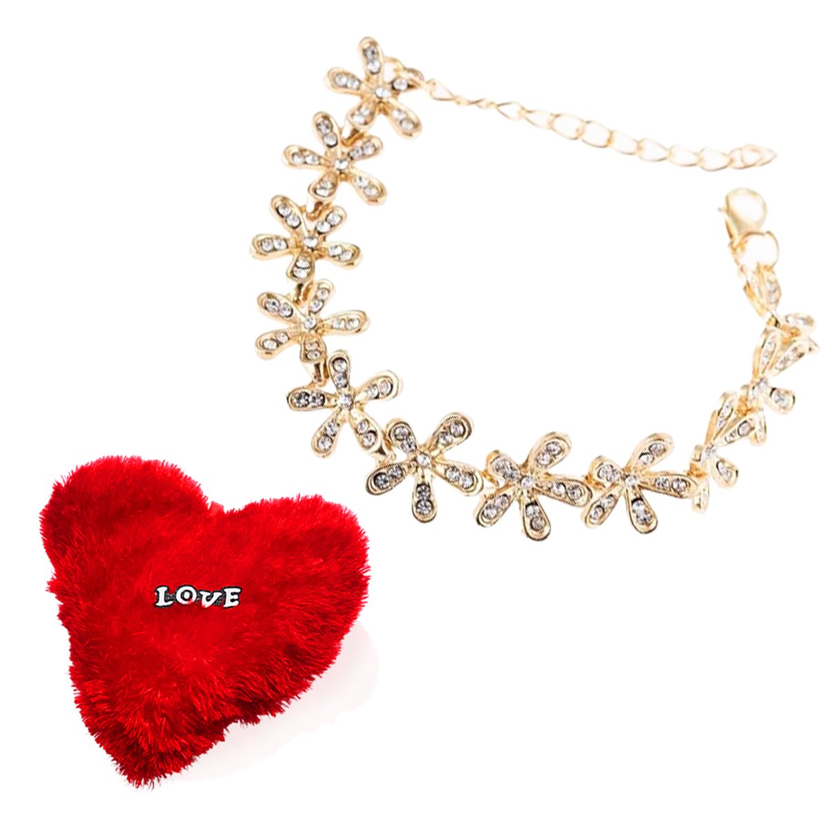 Valentine's Day Combo Set Crystal Leaf Bracelet with Heart Pillow image 1