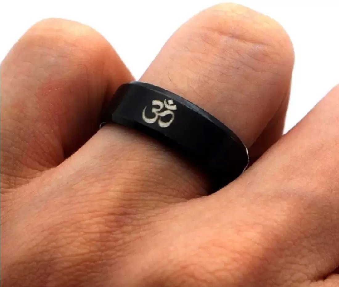 Men's Rudraksha Chain Bracelet & Om Ring Combo Set image 2