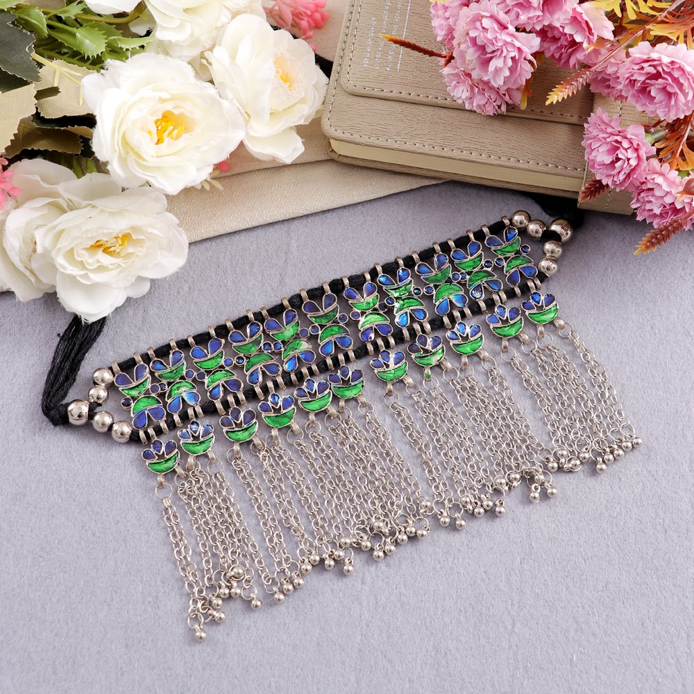 Oxidised Silver Boho Multicolor Necklace image 2