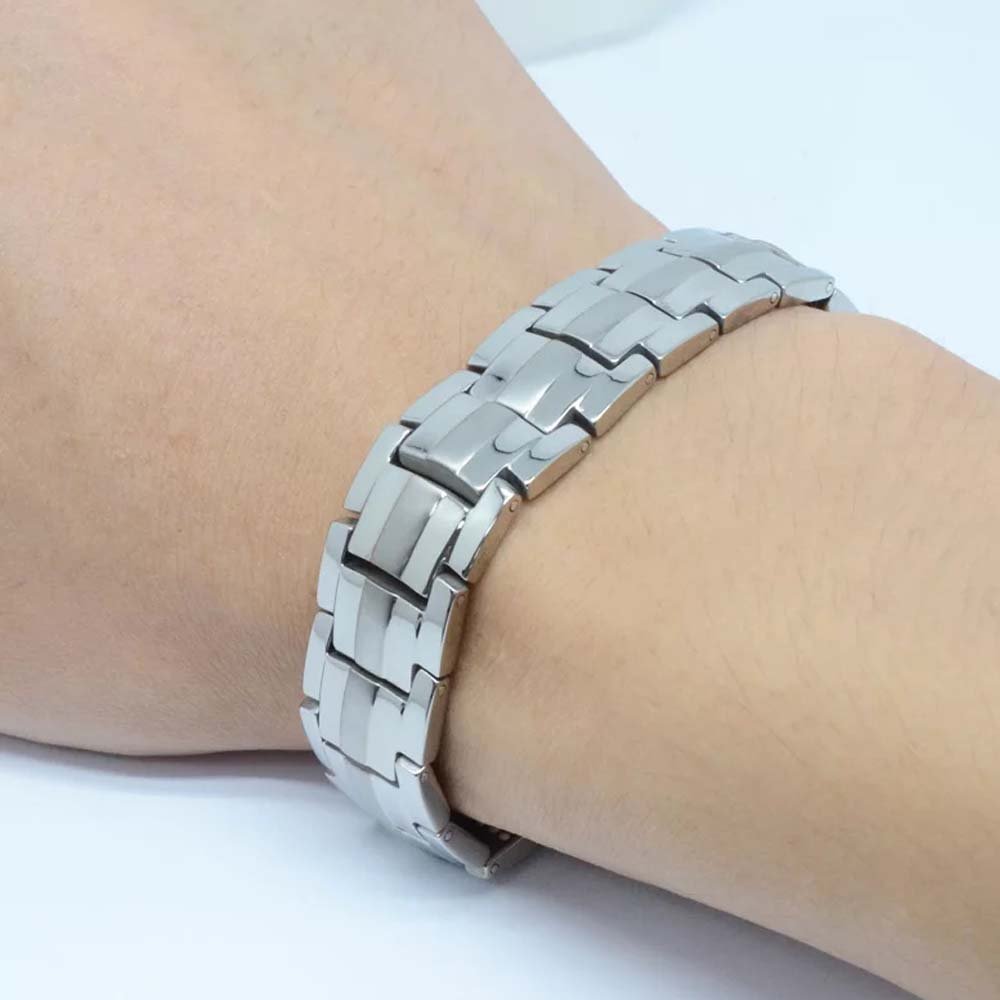 3500 Gauss Double Strength Bio Magnetic Men Bracelet (Silver) image 4