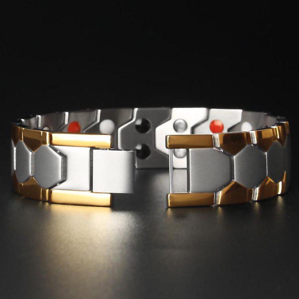 Silver with Golden Lining Bio-magnetic Bracelet image 1