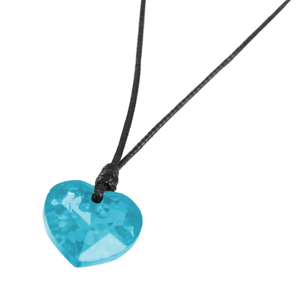 Blue Crystal Heart Pendant Necklace and Earrings Set image 1