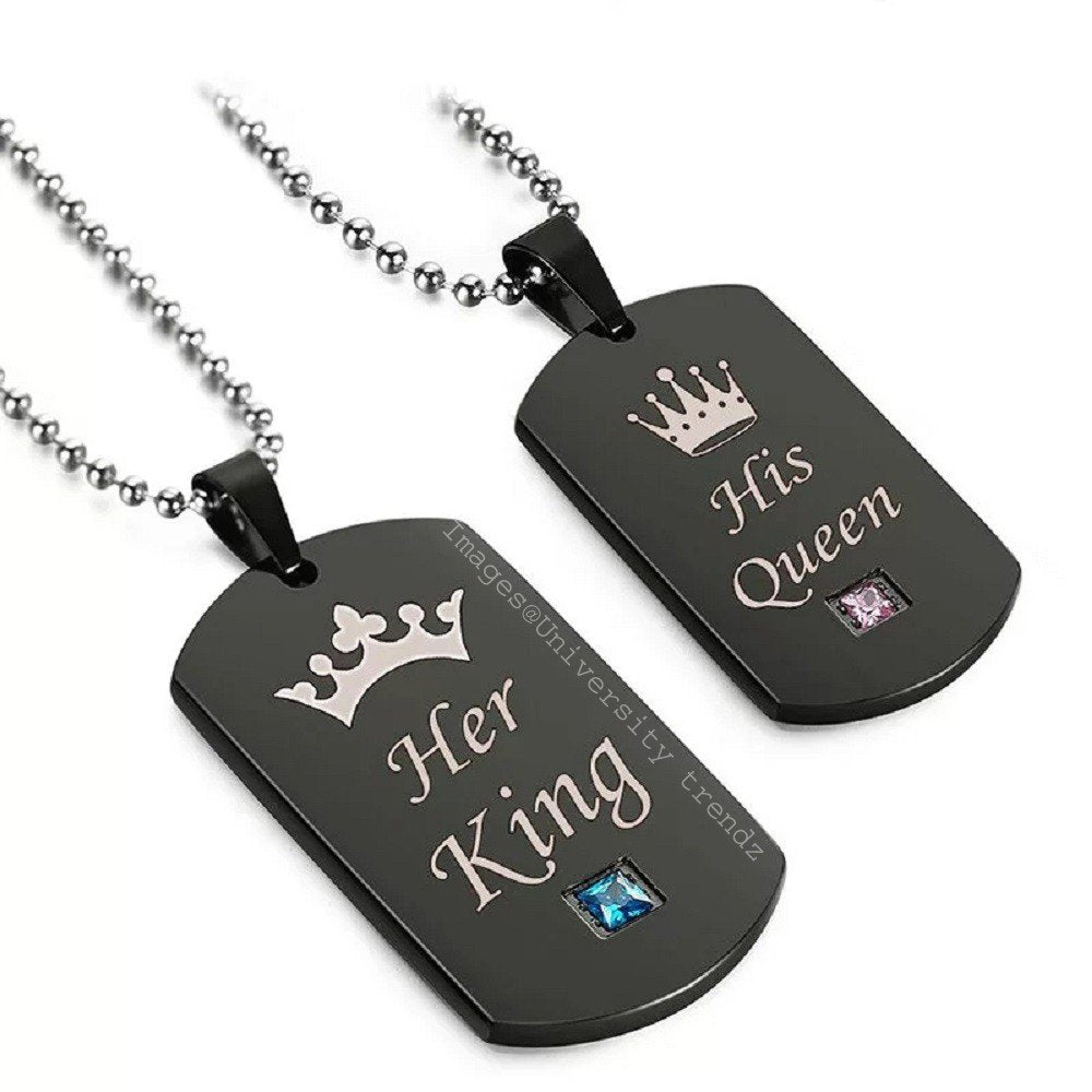 ‘King’ and ‘Queen’ Pendants Set (Black) image 3