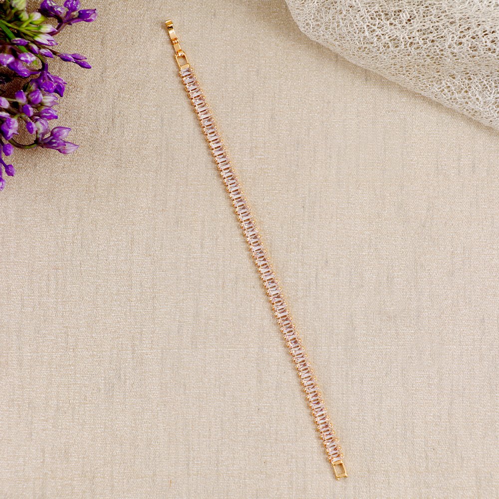 Rose-Gold A/D American Diamond Studded Adjustable Bracelet image 0