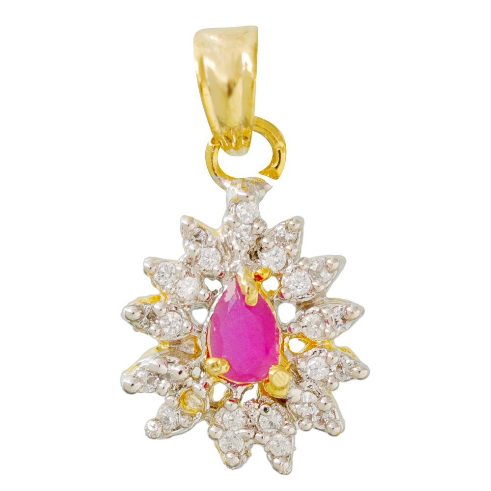 Gold-Plated A/D Cubic Zirconia Ruby Stone Only Pendant for Women/Girls image 2