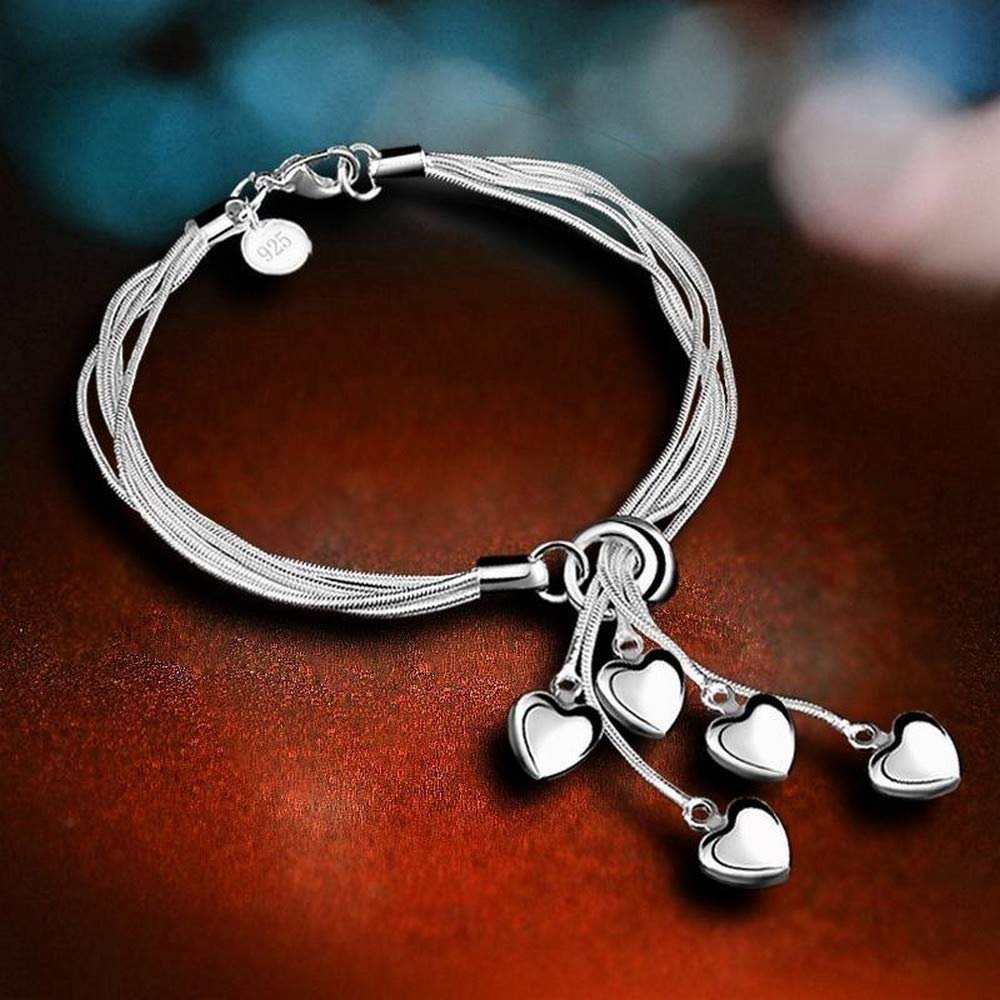 Silver-Plated Multilayered Heart Bracelet image 1