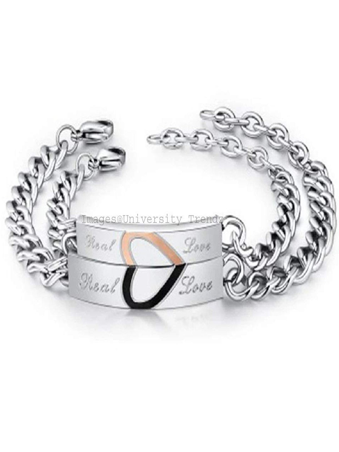Silver-Plated Love Heart Couple Bracelet image 2