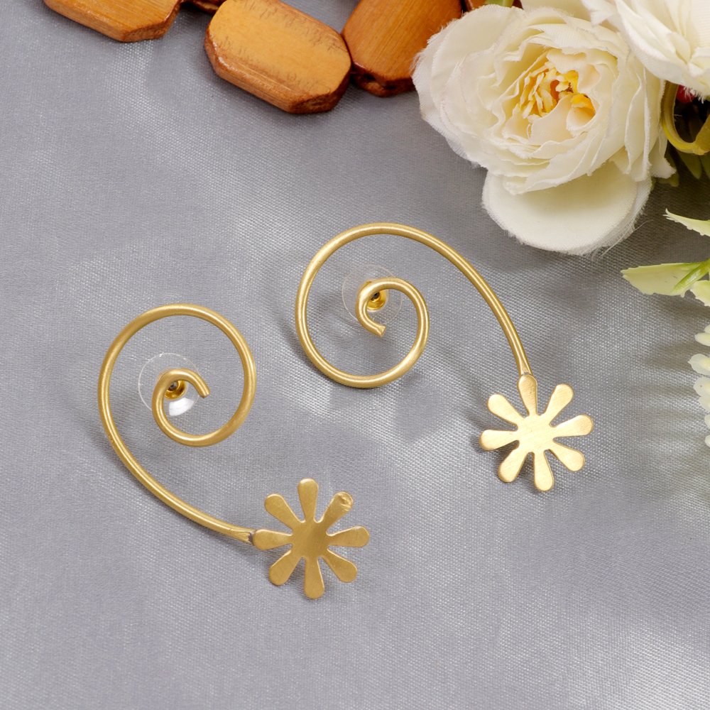 Gold Finish Demi-Fine Jewelry Anti-Tarnish Waterproof Spiral Earrings image 0