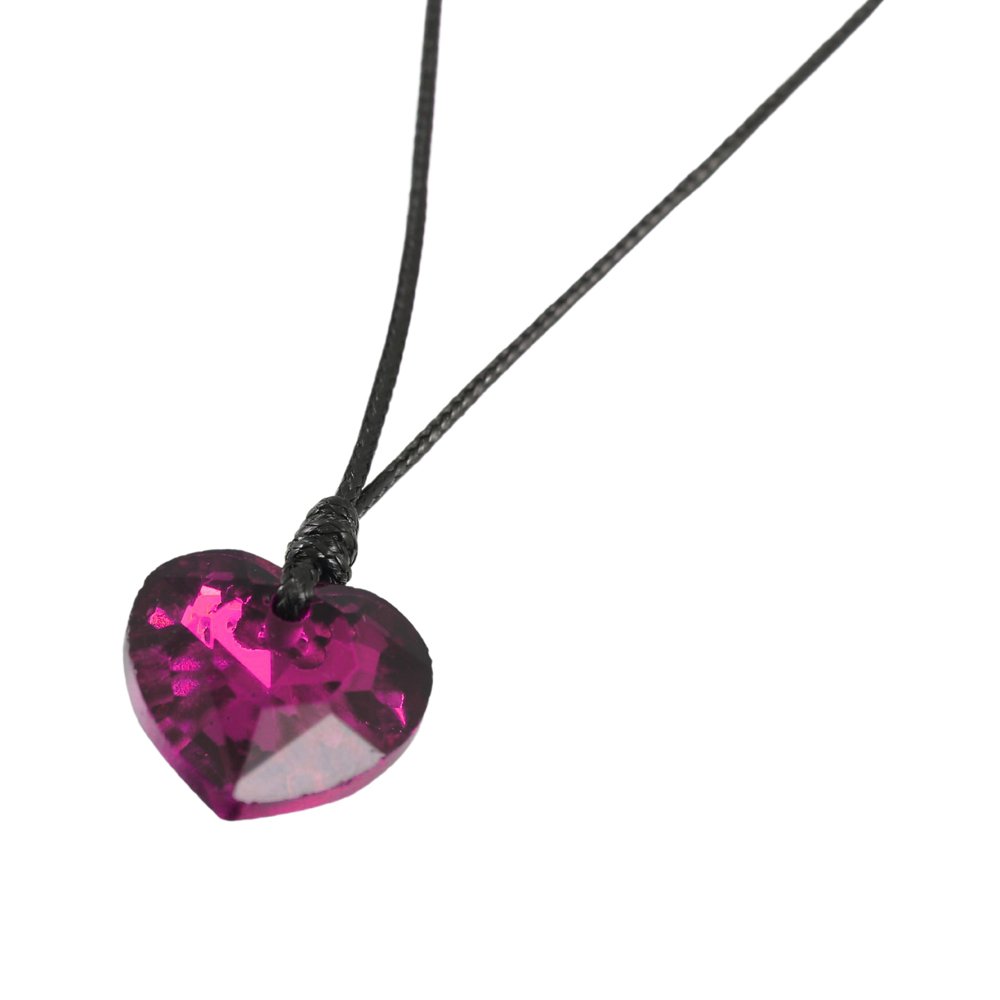 Purple Crystal Heart Pendant Necklace and Earrings Set image 1