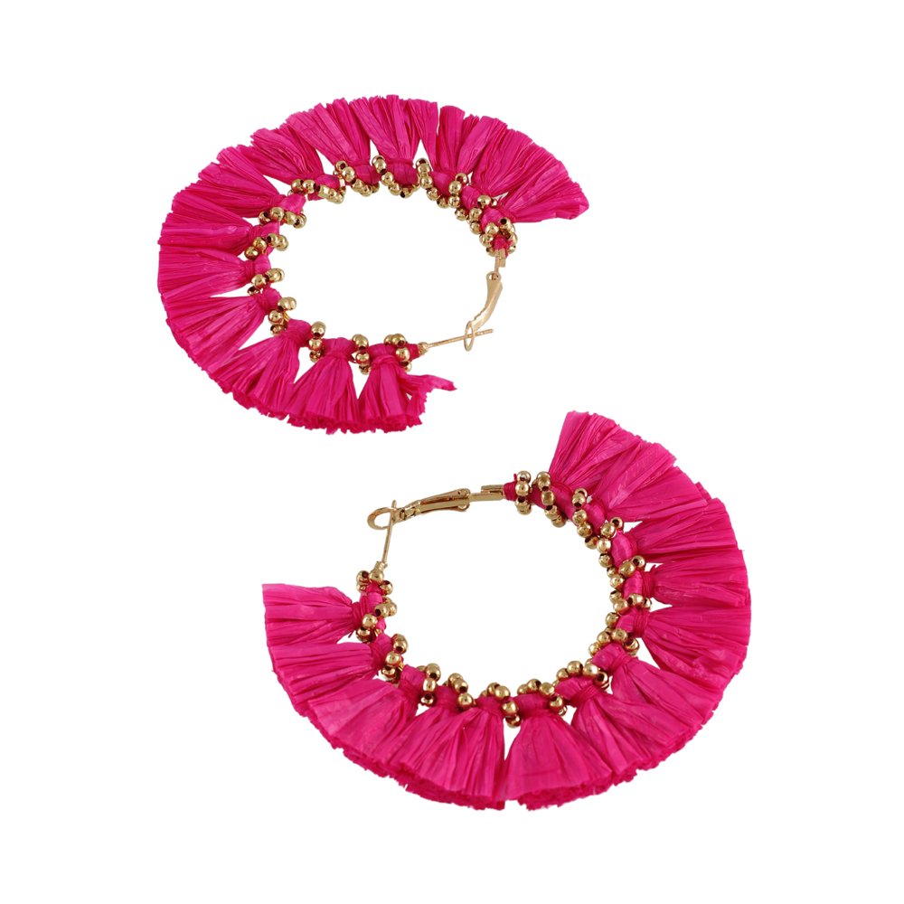 Handcrafted Pink Thread Detailed Hoop Earrings image 3