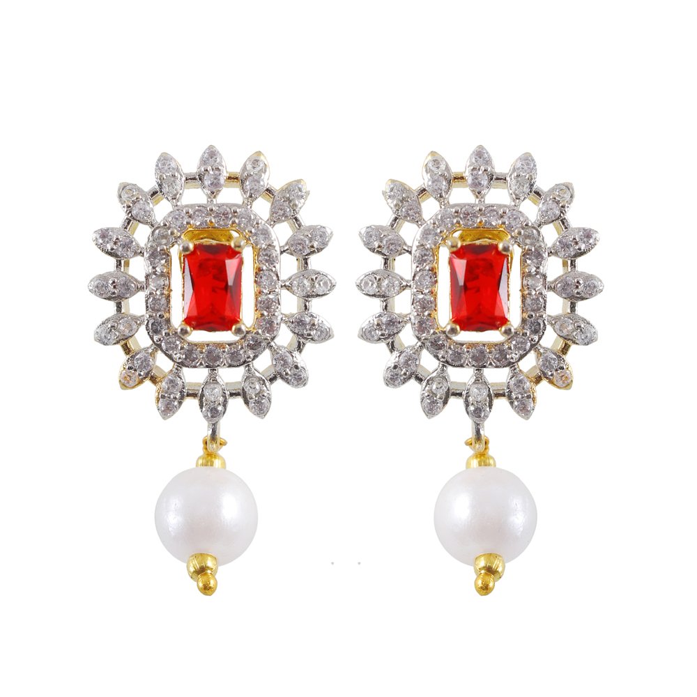 Women's Gold-Plated Red AD-Studded Beaded Multilayer Choker Jewellery Set image 4