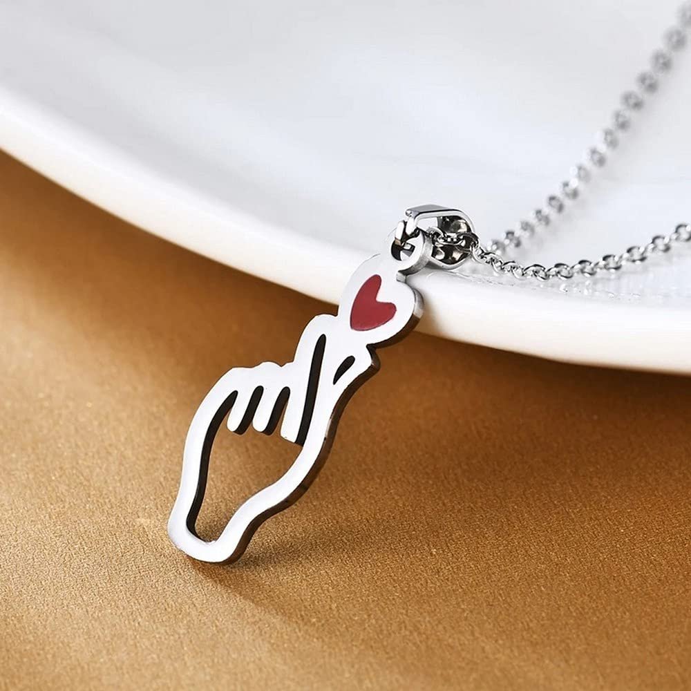 Hand Heart Silver-Plated Pendant Chain Necklace for Couples image 3