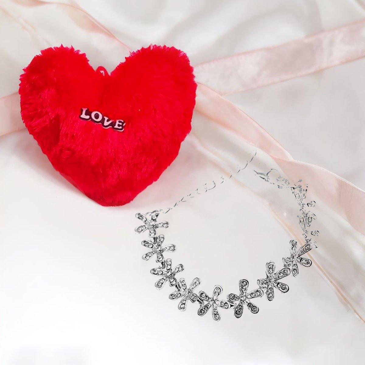 Valentine's Day Combo Set Crystal Leaf Bracelet with Heart Pillow image 0