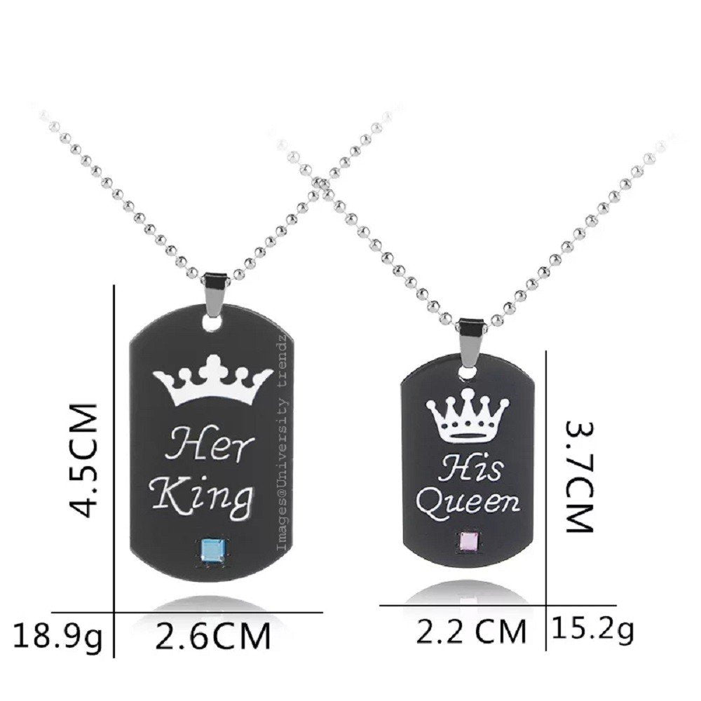 ‘King’ and ‘Queen’ Pendants Set (Black) image 1