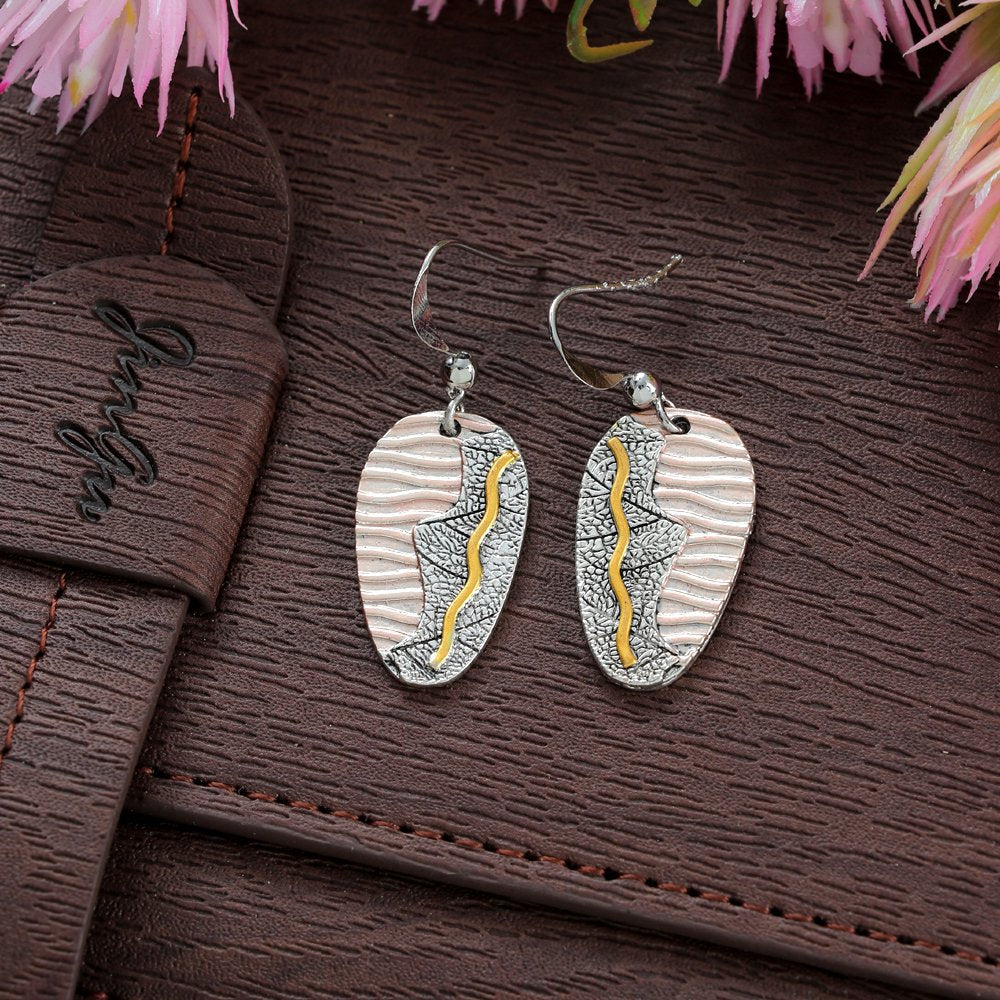 Boho Silver-Plated Wooden Dangler Earrings For Women/Girl's image 0
