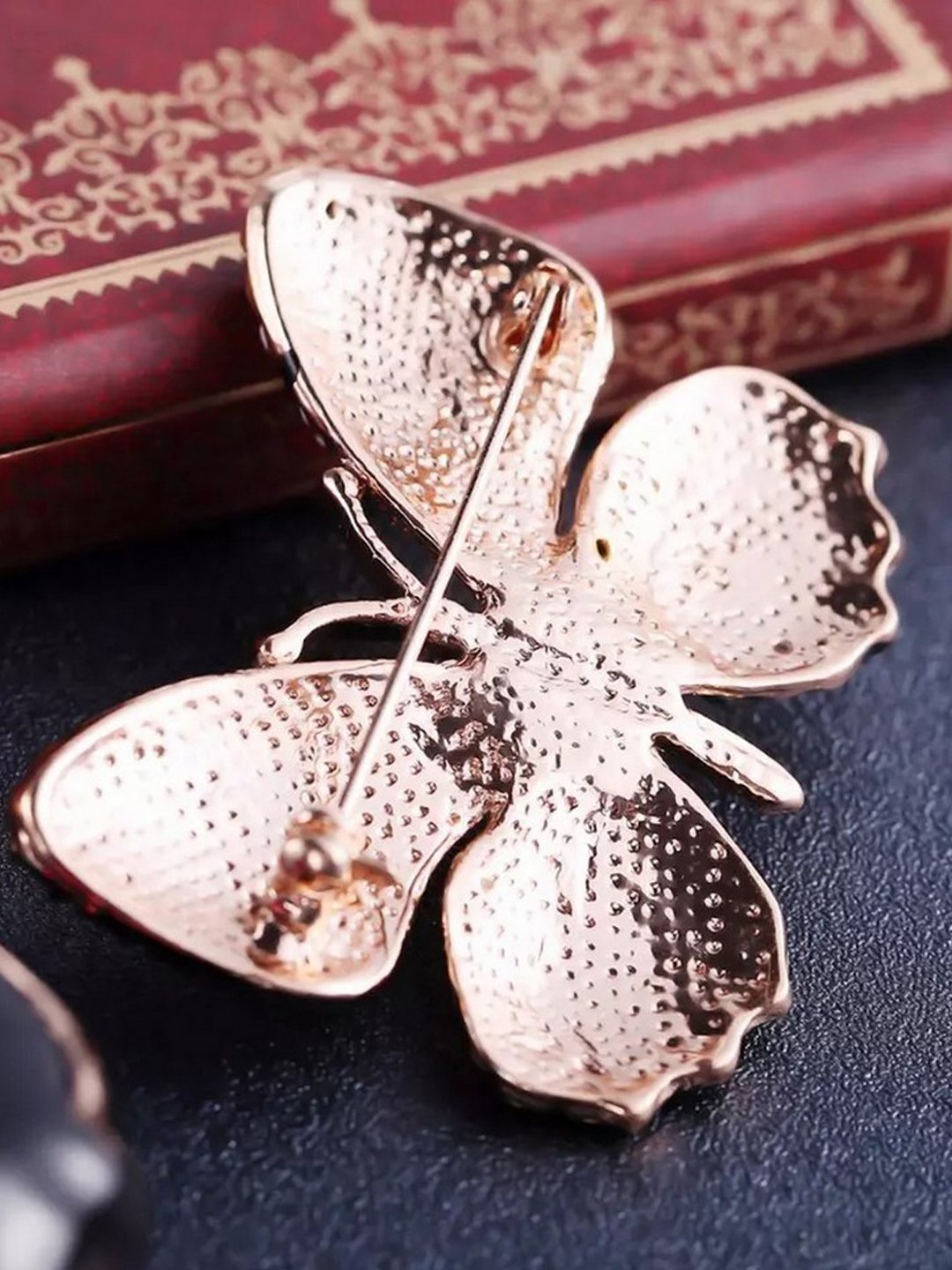 Gold-Plated Multicolor Stone Butterfly Brooch for Women/Girls image 1