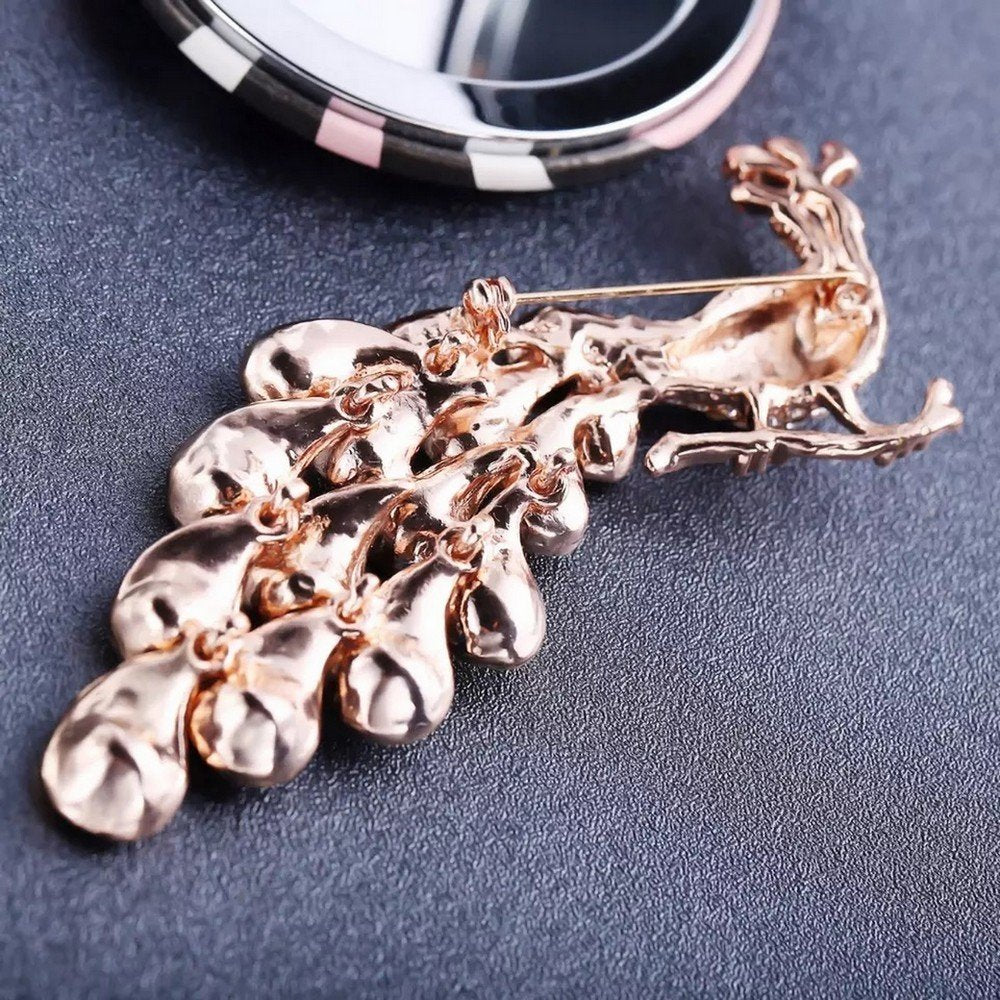 Stunning Gold-Plated Peacock Multicolor Crystal Studded Brooch for Women/Girls image 2