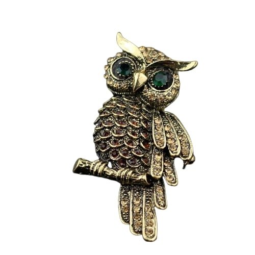 Oxidised Gold Owl Brooch For Women image 3