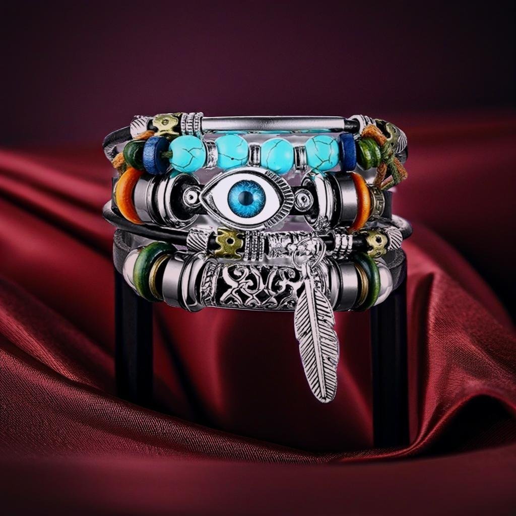 Evil Eye Multi-Layer Leather Bracelet image 4